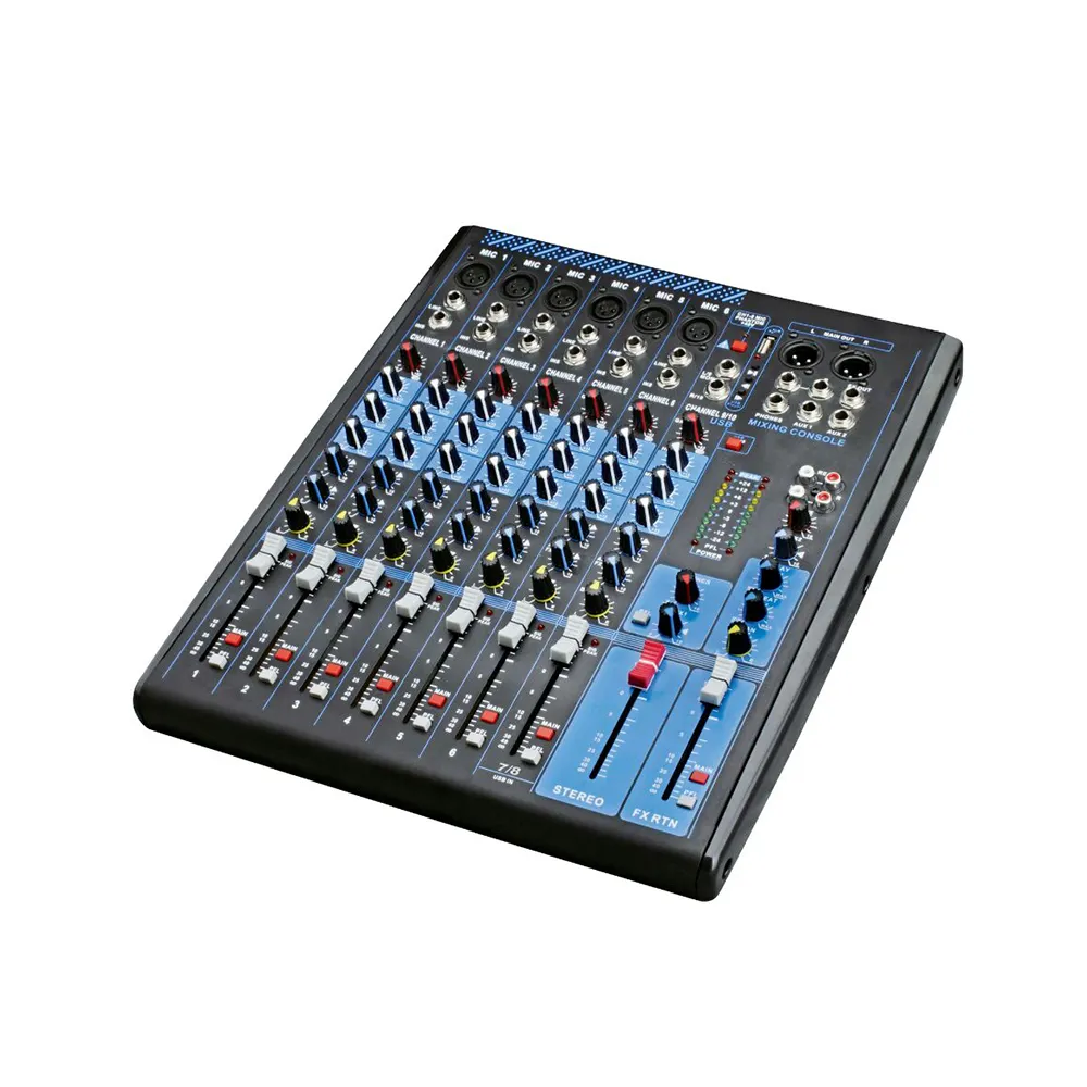 8 channel Premium 12 mono 48V microphone, EQ and USB/Audio Interface audio mixer equalizer
