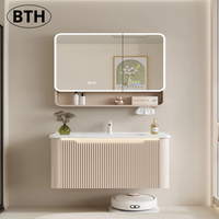 Armoire de salle de bain tout-en-un intégrée, style crème, en céramique d'aluminium nid d'abeilles épaissi, étanche, à montage mural, type tiroir