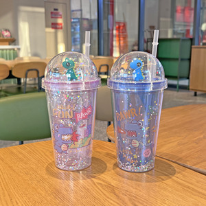 新しい到着漫画恐竜ライトウォーターカップ屋外キッズかわいいマグカップカスタムジム水ボトルプラスチック卸売子供のため - Product Image 3