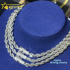 Giá thấp hơn Thời Trang Hip Hop Choker Vòng cổ 6mm thép không gỉ Iced out Clasp vvs moissanite dây kim cương chuỗi - Product Image 3