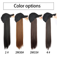 Gorra de béisbol con peluca afro de pelo largo y liso para mujer, con cable resistente al calor incorporado, estilo coreano, para primavera/verano, de cobertura completa.