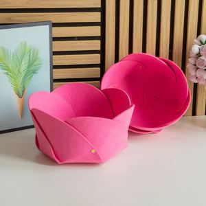 BSCI qualifié rose couleur feutre pétale en forme de fleur paniers pour bureau pour la maison Table panier de rangement feutre - Product Image 4