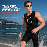 Maillot de triathlon zippé pour homme, combinaison de plongée 3 mm en néoprène sans manches, fermeture éclair frontale, coupe performance, maillot de bain