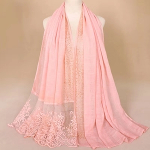 Caliente vender moda árabe encaje <span class=keywords><strong>pañuelo</strong></span> hijab mujeres color sólido Malasia musulmán hijab - Product Image 5