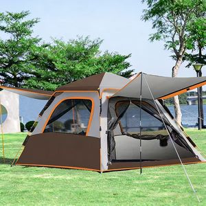 Tente de <span class=keywords><strong>camping</strong></span> familiale pour l'extérieur, 2 chambres, 2 portes, 6 fenêtres, tissu Oxford imperméable, installation rapide, tente double couche quatre saisons - Product Image 1