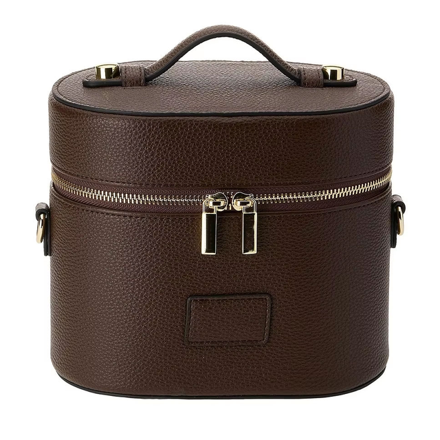 Luxury Vegan Leather Toiletry Case Elegant Travel Makeup Bag with Shoulder Strap Removable Divider Durable Cosmetic Organizer