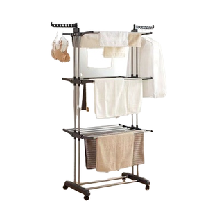 Stendibiancheria Pieghevole a 3 Ripiani in Ferro Leggero, Scaffale Richiudibile per Cucina o <span class=keywords><strong>Bagno</strong></span> - Product Image 1