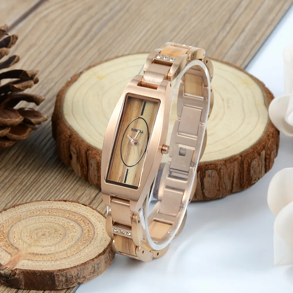 Wooden Watches Men Customized Brand Your Own Slim Gold Quartz Wristwatches Men Stainless Steel Sapphire Logo Watches Case Luxury Fashion Oval Wood