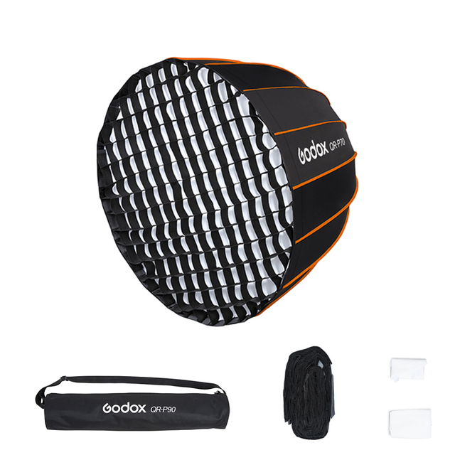 Qr-p120 120cm Deep Parabolic Softbox+ Honeycomb Grid For Bowens Mount Studio Flash