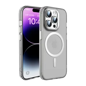 Magnetic Case For IPhone 15 Pro Max Compatible With Wireless Charging Shockproof Phone Bumper Cover Anti-Scratch Clear Back