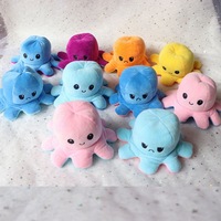 En gros, Peluche poulpe mignonne double face réversible, coussin et jouet animal en peluche