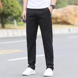 <b>Men's</b> High Work <b>Casual</b> Pants Mid <b>Waist</b> <b>Elastic</b> Straight 100% Cotton Breathable Lightweight <b>Trousers</b> Drawstring Closure - Product Image 2