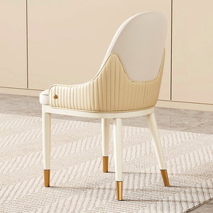 Modern Synthetic Leather Solid Wood <strong>Dining</strong> <strong>Chair</strong> Home Use Thickened <strong>Cream</strong> Style Comfortable Long Sitting Commercial Use High-End - Product Image 5