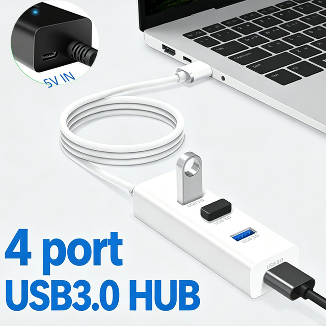 Usb Hub 3.0 4 Ports With Micro Charging 5Gbps Multiple Ports High-Speed USB3.2 Gen 1 5Gbps Expansion Hub Usb 3.0 4 Ports