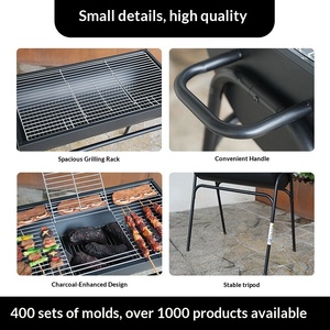 Horno <span class=keywords><strong>de</strong></span> carbón engrosado <span class=keywords><strong>de</strong></span> media cara, portátil y desmontable para exteriores, con parrilla y depósito <span class=keywords><strong>de</strong></span> aceite, para <span class=keywords><strong>asar</strong></span> <span class=keywords><strong>carne</strong></span> en el patio - Product Image 3