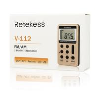 Pocket FM AM Digital Tuning Radio mini Récepteur avec Batterie Rechargeable Écouteur Retekess V112