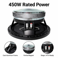 Haut-parleur professionnel de basses en métal, woofer haute puissance de 10 pouces, 450W, 8 ohms, aimant en ferrite AES, bobine mobile de 75 mm, 60-3000Hz