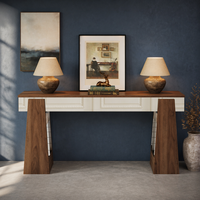 Table console de salon moderne en bois massif avec pieds épaissis, table de canapé étroite et longue de 63 pouces pour entrée