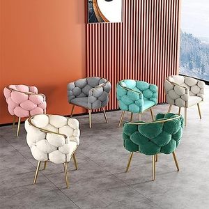 Diseño moderno sedie da Pranzo Cómodo respaldo terciopelo Beige Tufted sillón terciopelo manicura maquillaje espera sillas de comedor - Product Image 4