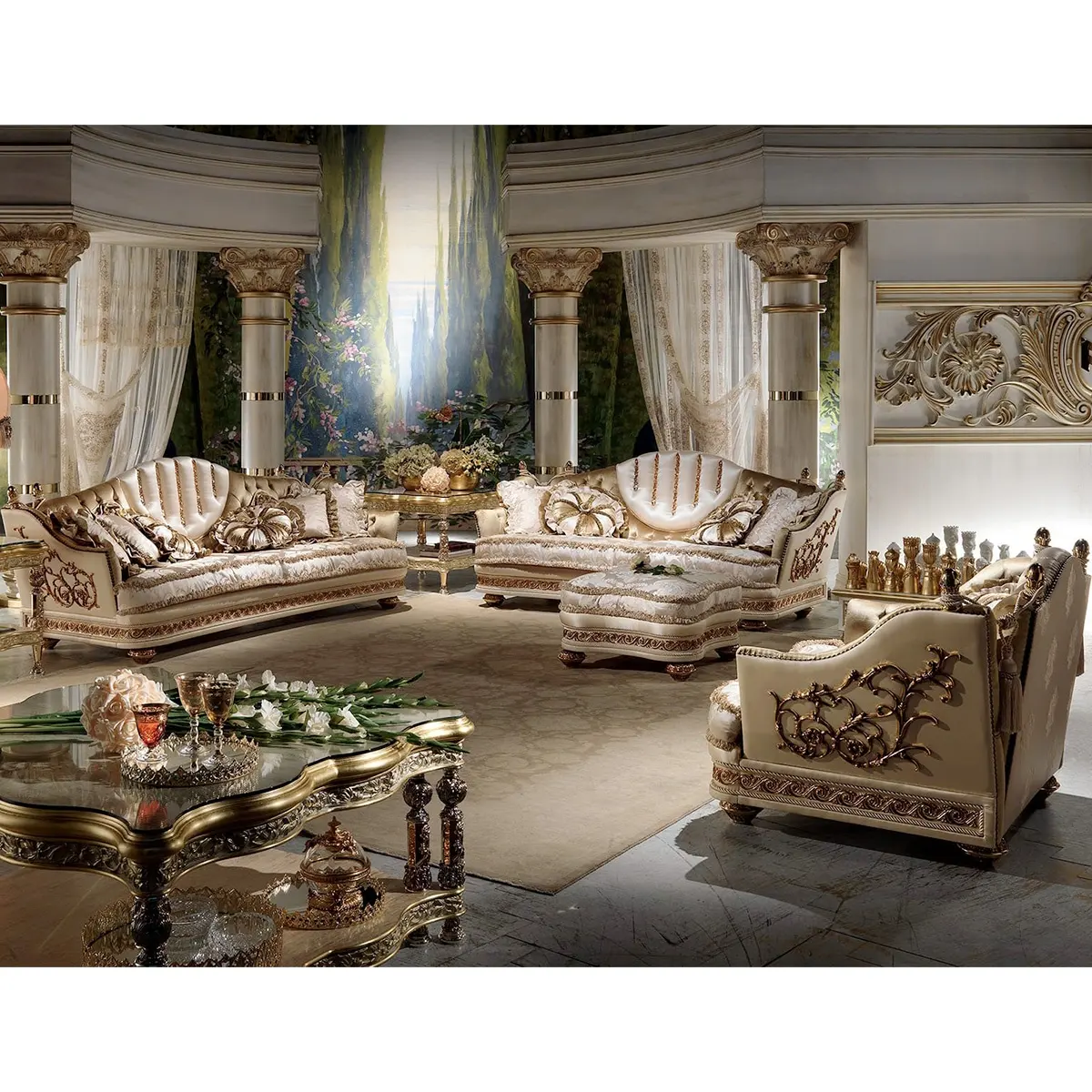 Yeni model tasarımları antika kraliyet oturma odası mobilya kanepe seti ile iyi fiyatlar ve güzel resimler
