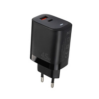 Chargeur GaN 45W Type C Double Port, Chargeur Mural USB C PD Super Rapide pour Téléphone Mobile, Adaptateur pour iPhone Samsung