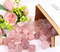 Pierres cubiques de quartz rose naturel Letsun, coupées et polies, dés en cristal rose pour la décoration de la maison, décoration d'aquarium, coffret cadeau