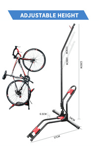 Support de présentation de vélo 3-en-1 en acier robuste, réglable, multifonctionnel, détachable, pour montage au sol, support de stationnement et de réparation, finition poudrée - Product Image 2