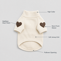 Pull pour chien à col montant avec applique cœur et fermeture à boutons sur le devant, coupe ajustée pour petits chiens, en tricot doux et chaud, idéal pour l'hiver des chiots, vente en gros