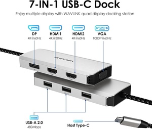 <span class=keywords><strong>Mini</strong></span> Dock 4K con Cuatro Pantallas, Estación de Acoplamiento USB C con Entrega de Energía de 85W, Estación de Acoplamiento <span class=keywords><strong>para</strong></span> Windows con Cuatro Monitores Wavlink WL-UMD304 - Product Image 5