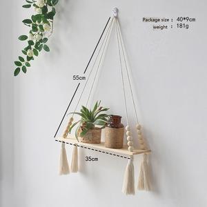 Corde en bois suspendue étagère flottante ferme Style rustique <span class=keywords><strong>macramé</strong></span> tenture murale - Product Image 4