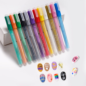 ปากกามาร์กเกอร์ทำจากอะคริลิคขนาด0.7-2มม. ปากกาเน้นคำละเอียด6สีสำหรับทำเล็บยูวีเจล - Product Image 3