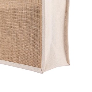 Custom Wholesale Natural Khaki Jute Reusable Grocery Shopping Tote Zipper Closure Shoulder Strap Customizable Logo Design Eco - Product Image 4