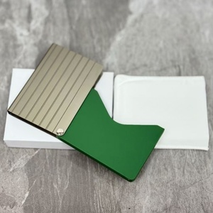 Portefeuille universel de luxe en alliage d'aluminium, porte-cartes métallique rayé pour bagages, avec clip et logo, vente en gros - Product Image 3