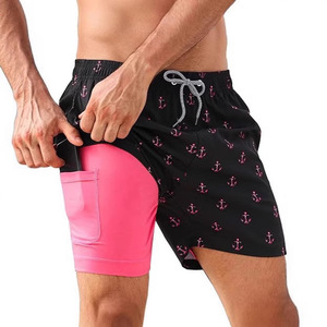Shorts de bain pour hommes à imprimé numérique, en Spandex et Polyester, séchage rapide, avec poches, taille mi-haute 265 - Product Image 3