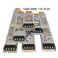 Vente en gros d'alimentation à découpage mince ultra-mince 60W 100W 150W 200W 300W 400W DC12v 24v pour transformateur de bande lumineuse LED