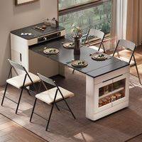 Meuble de salle à manger, table îlot intégrée, table à manger pour usage domestique, extensible et pliable, pour petit appartement, comptoir de bar multifonctionnel