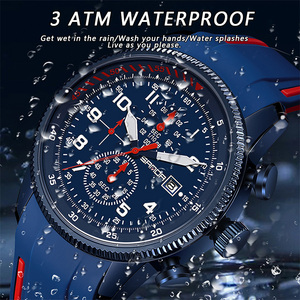 Reloj de Cuarzo para Hombre Sanda 5507 Luminoso e Impermeable, Reloj Deportivo de Seis Agujas con Calendario y Correa de Silicona de Dos Tonos - Product Image 5