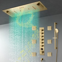 Brosse de haute qualité or 6 fonctions 64 couleurs LED affichage numérique robinet de douche thermostatique avec musique pour salles de bains