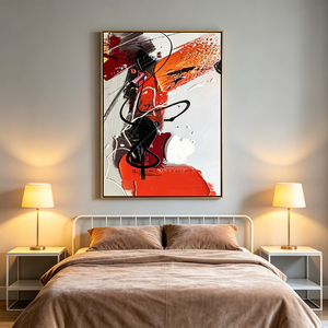 <span class=keywords><strong>Peinture</strong></span> murale <span class=keywords><strong>abstraite</strong></span> verticale professionnelle sur toile, nature morte, peinte à la main, <span class=keywords><strong>rouge</strong></span> et <span class=keywords><strong>noir</strong></span>, impasto, sans cadre, pour décoration intérieure moderne - Product Image 1