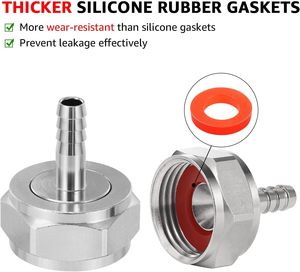 Coupleur de fût connecteur barbelé O.D 1/4 ''raccord de mamelon de ligne de bière liquide avec joint d'étanchéité rondelle G 5/8 filetage écrou hexagonal - Product Image 4