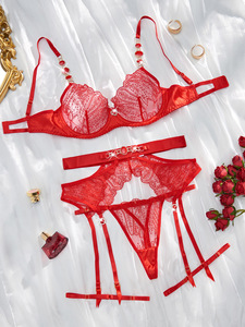 Set Completo di Lingerie Sexy da Notte per <span class=keywords><strong>Donna</strong></span>: Reggiseno Trasparente con Cinturini, Perizoma Fantasia e Gioielli Intimi - Outfit Erotico 1644 - Product Image 5