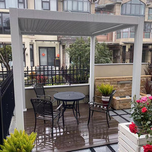 Fabricación personalizada <span class=keywords><strong>3x3</strong></span> 4x4 pérgola de aluminio techo impermeable bioclimático motorizado pérgolas y Gazebos al aire libre con <span class=keywords><strong>cortinas</strong></span> - Product Image 6
