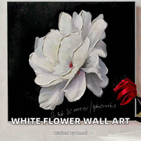 Peinture à l'huile abstraite moderne sur toile, grande fleur blanche, peinte à la main, 60x90cm, pour hôtel et salon (2026)