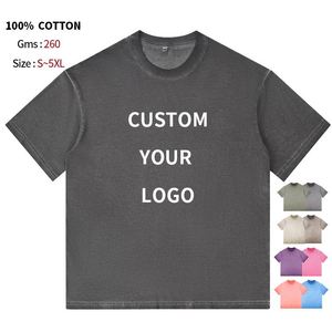 T-shirt vintage de luxe 100% coton, délavé à l'acide, surdimensionné, personnalisable avec logo, effet vieilli, délavé, rétro, streetwear premium - Product Image 3