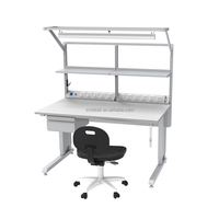 Mesa de Trabajo ESD Modular Ajustable con Manivela, Estructura de Acero Laminado en Frío, Segura Contra Electricidad Estática, Personalizable para Almacén