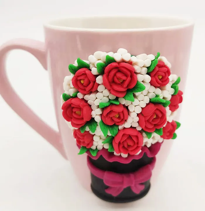 Buatan Tangan Kreatif 3D Polimer Tanah Liat Keramik Hadiah Cangkir Susu Kopi Mug untuk Hadiah Hari Ibu