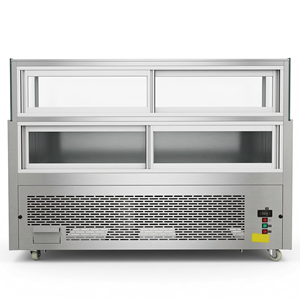 Vitrine <span class=keywords><strong>Réfrigérée</strong></span> Simple Couche Carrée en Verre pour Gâteaux, en Acier Inoxydable, pour Pâtisseries, Chocolats et Macarons - Product Image 3