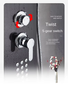 Panel de Ducha Moderno de Lujo, Montado en la Pared, Negro, de Acero Inoxidable, Sistema de Ducha para Baño - Product Image 5