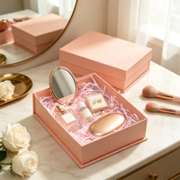 Coffret cadeau beauté rose avec flacon de parfum, boucles d'oreilles en perles, pinceau à maquillage compact en forme de rose, emballage en gros, ensemble cadeau