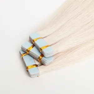 # 60A Venta caliente cinta rubia en extensiones de cabello 100% cinta al por mayor rusa cruda en extensiones de cabello humano